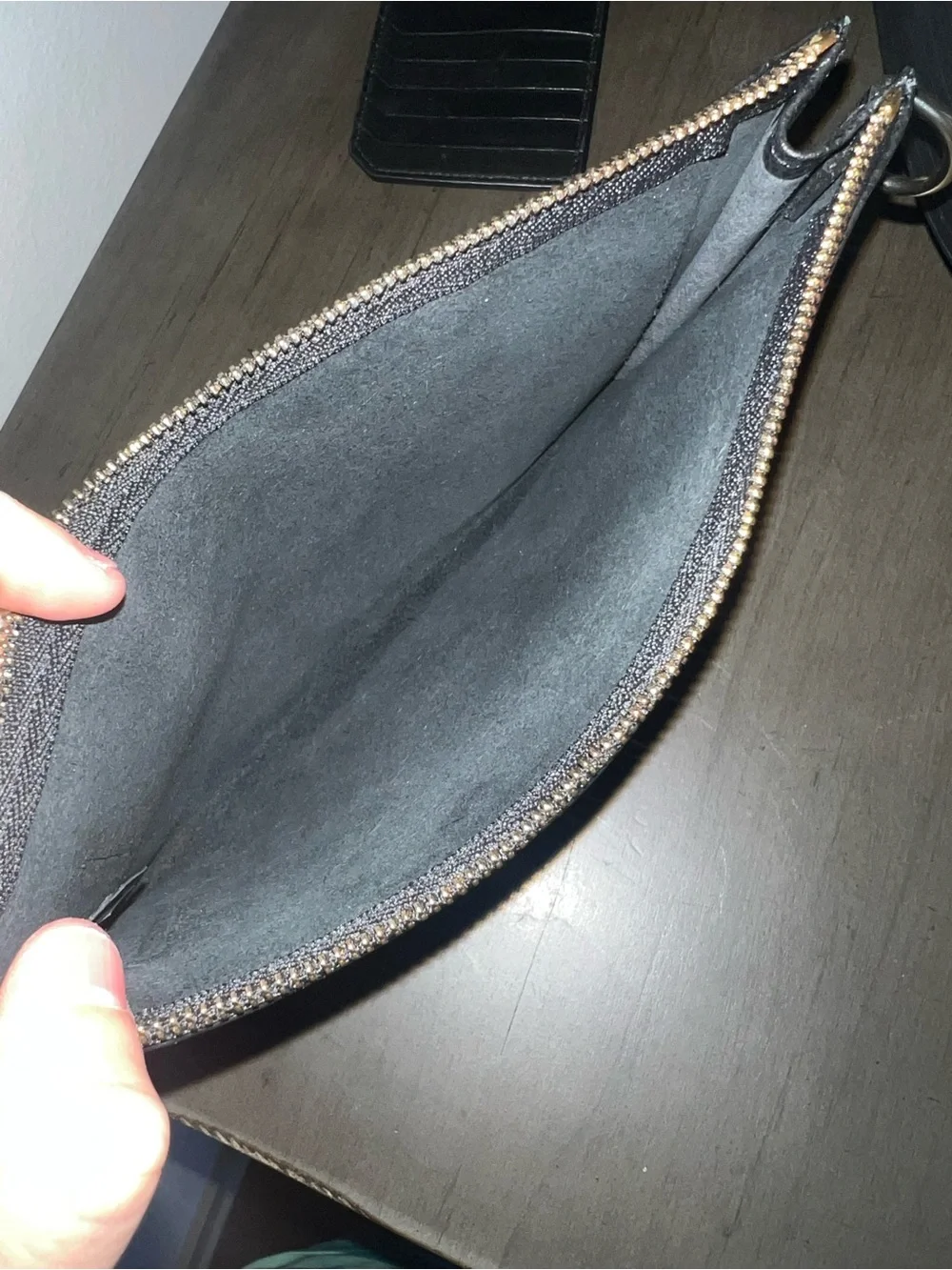 Black Leather Zip Clutch - Longchamp